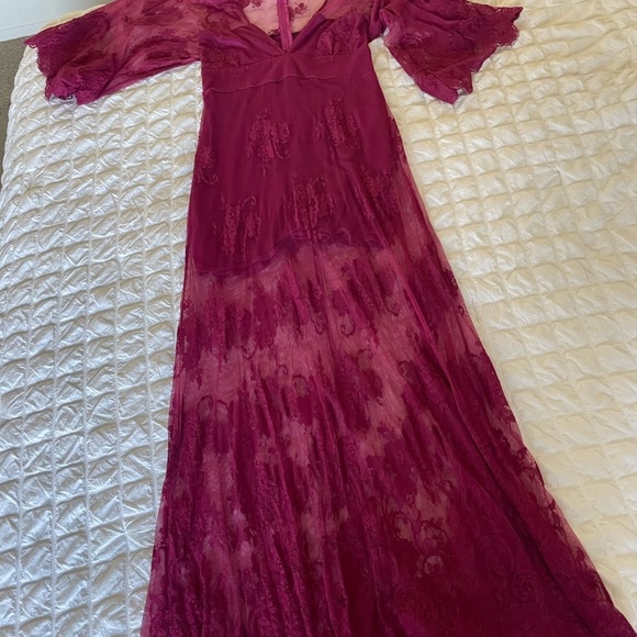 Jen’s Pirate Booty X Free People Magenta lace ethereal maxi dress - Picture 11 of 14